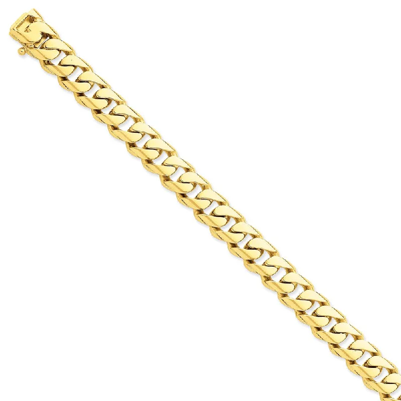 Women’s gold tennis bracelets-14k 10.8mm Hand-polished Rounded Curb Link Bracelet-WBC-LK127-9