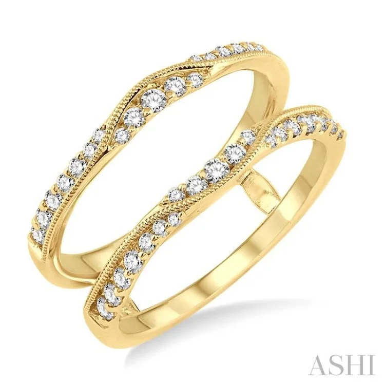 Women's yellow gold solitaire engagement rings-1/2 ctw Round Cut Diamond Insert Ring in 14K Yellow Gold