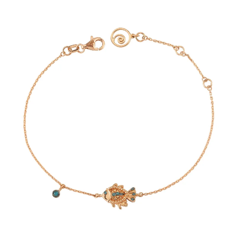 Women’s personalized bangles-FISH GOLD DIAMOND BRACELET