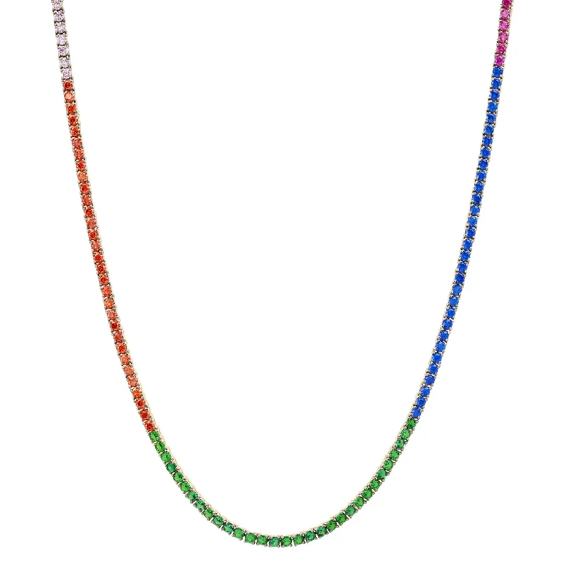 Women’s initial necklaces-Multi Color Tennis Necklace