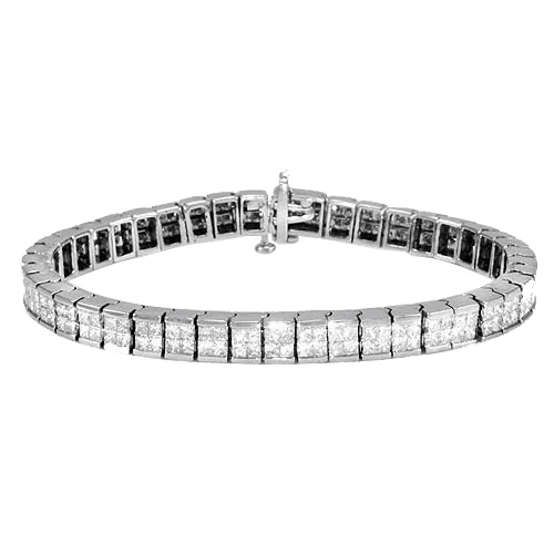 Women’s pearl bangles-"BRAC01005" Princess Cut Diamond Tennis Bracelet