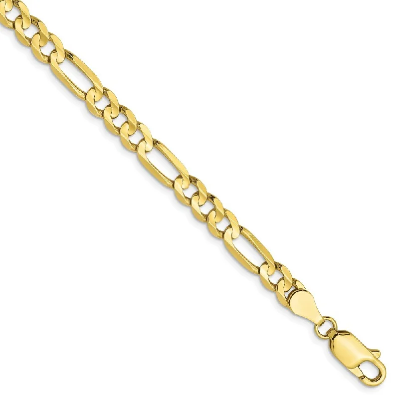 Women’s silver charm bracelets-Leslie's 10k Yellow Gold 4.5mm Concave Figaro Chain Bracelet, 7"