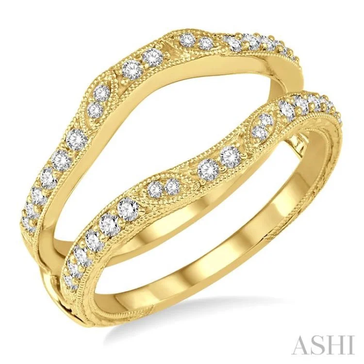 Women's classic halo engagement rings-1/3 ctw Round Diamond Insert Ring in 14K Yellow Gold