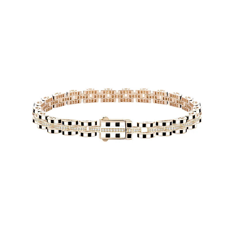 Women’s bohemian bangles-Enamel Diamond link Bracelet