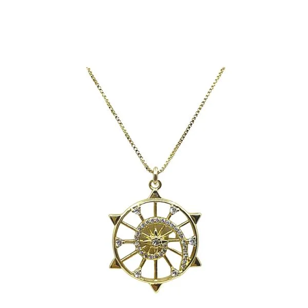 Women’s pendant necklaces-'Starburst' 18kt Gold Fill Pendant With CZ Accents (NGCP46465)