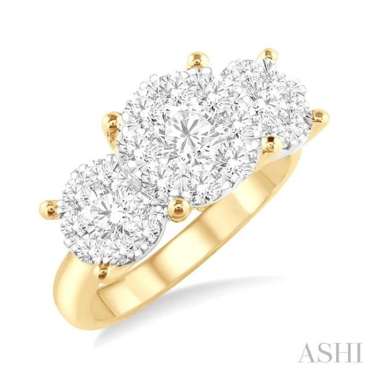 Women's stackable engagement rings-1 1/2 ctw Lovebright Round Cut Diamond Ring in 14K Yellow and White Gold