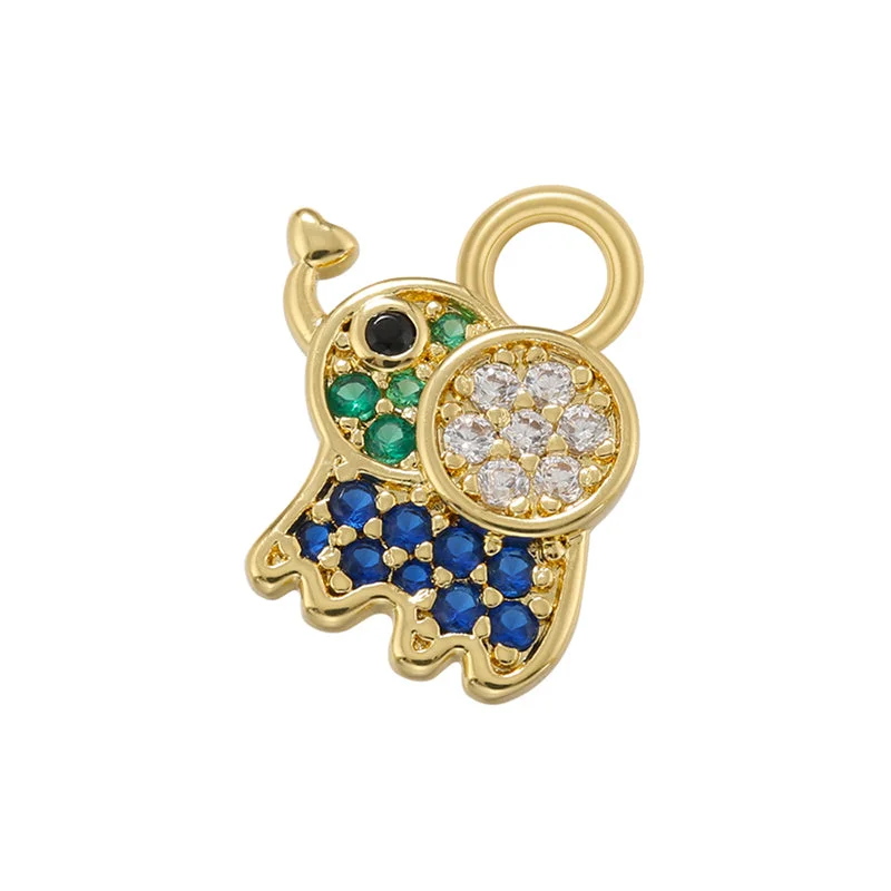 Vd1302 Golden Colorful Crystals Elephant