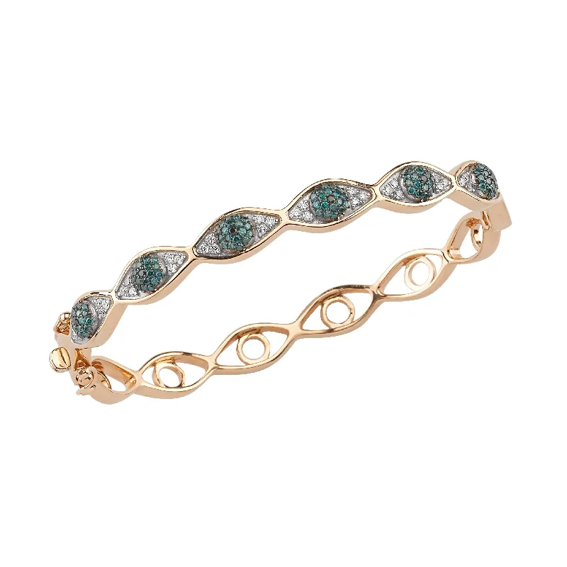 Women’s bridal bangles-GOZ KIDS OVAL CLAMP BLUE & DIAMOND BRACELET