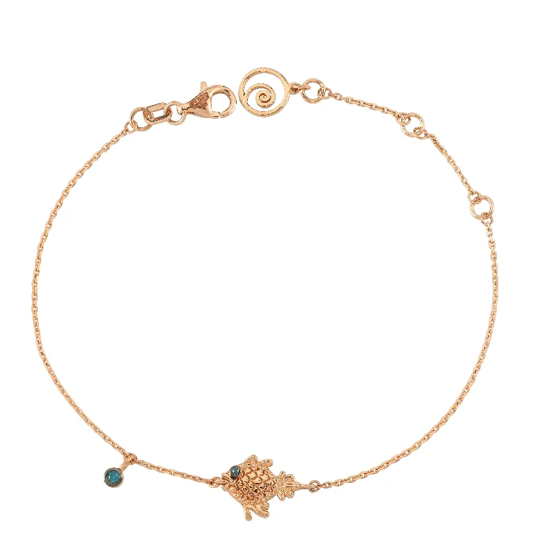 Women’s casual bracelets-FISH GOLD DIAMOND BRACELET