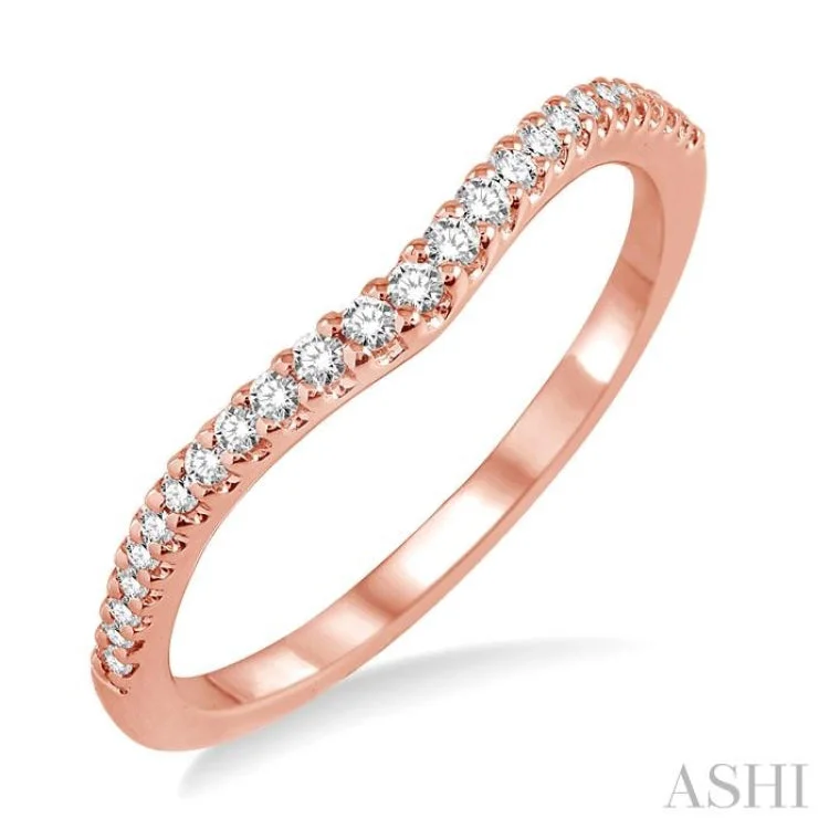 Women's marquise-cut engagement rings-1/6 ctw Round Cut Diamond Wedding Band in 14K Rose Gold