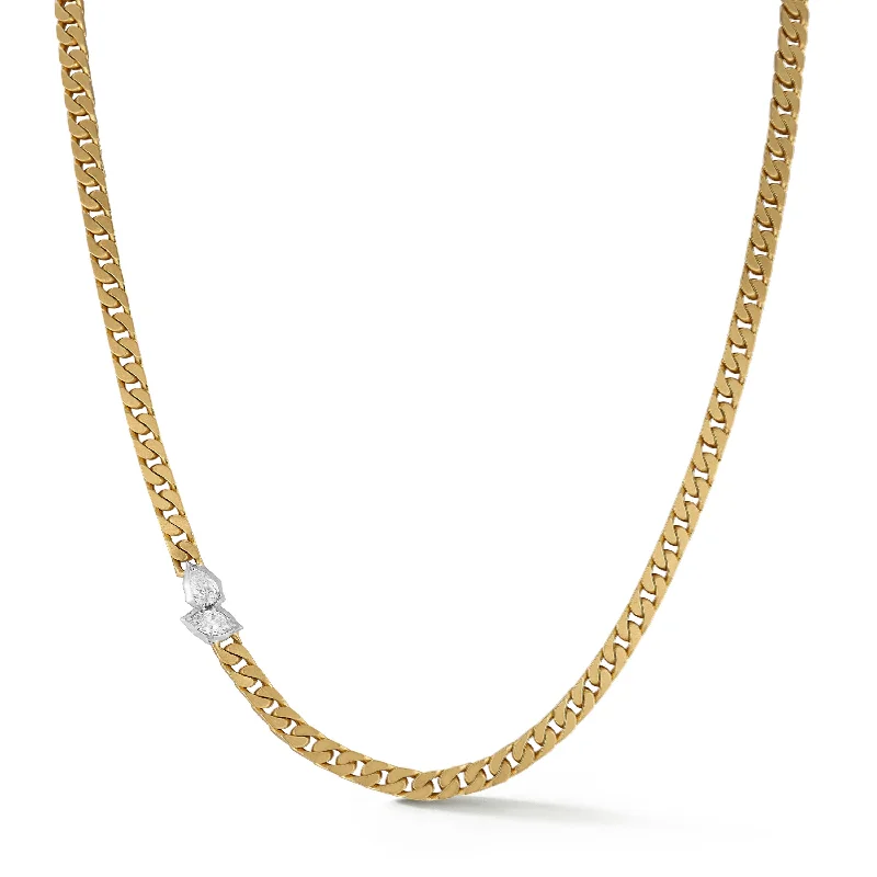 Women’s engraved necklaces-Poppy Two-Tone Curb Necklace