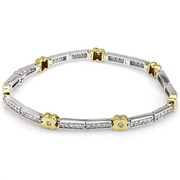 Women’s simple charm bracelets-"BRAC01061" Diamond Flower Bracelet 18K White/Yellow Gold