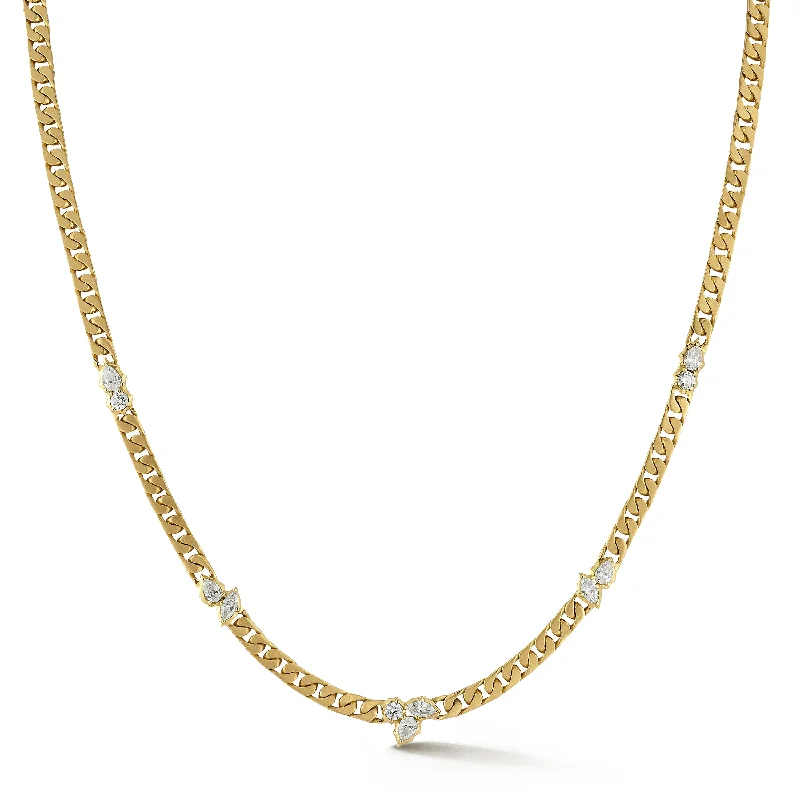 Women’s minimalist necklaces-Posey 5-Station Curb Necklace