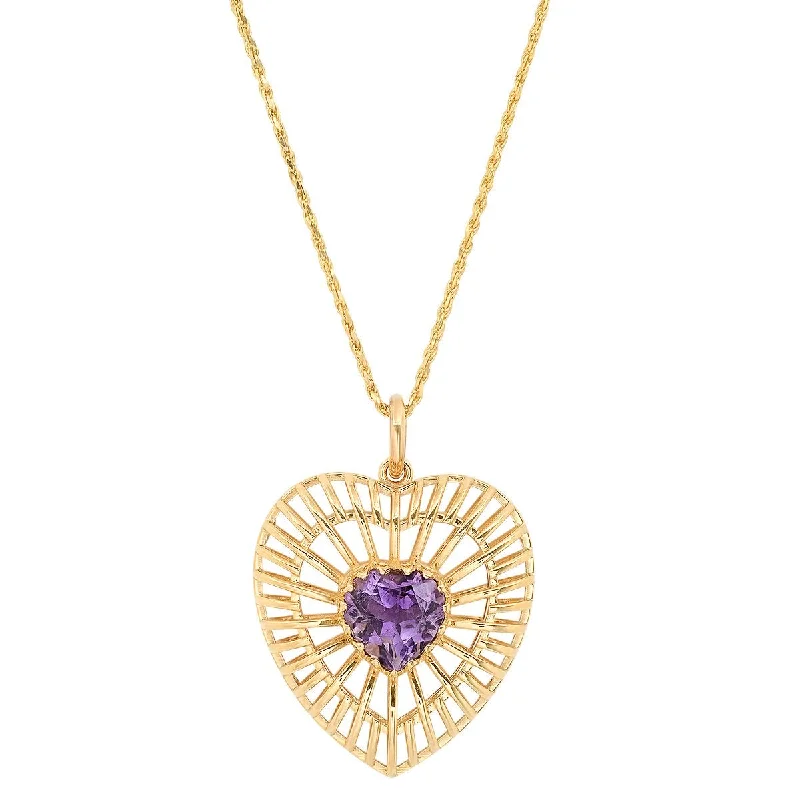 Women’s wedding necklaces-The Ashleigh Bergman Collective x Nina Segal Caged Amethyst Heart Necklace