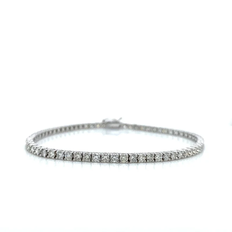 Women’s multi-color bangles-"BRAC01448" 3.45 Carat Round Diamond Tennis Bracelet in 14K White Gold 7 Inch Length