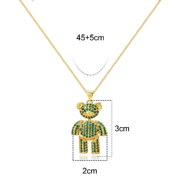 Women’s matching necklace sets-Simple Style Bear Copper Zircon Pendant Necklace In Bulk