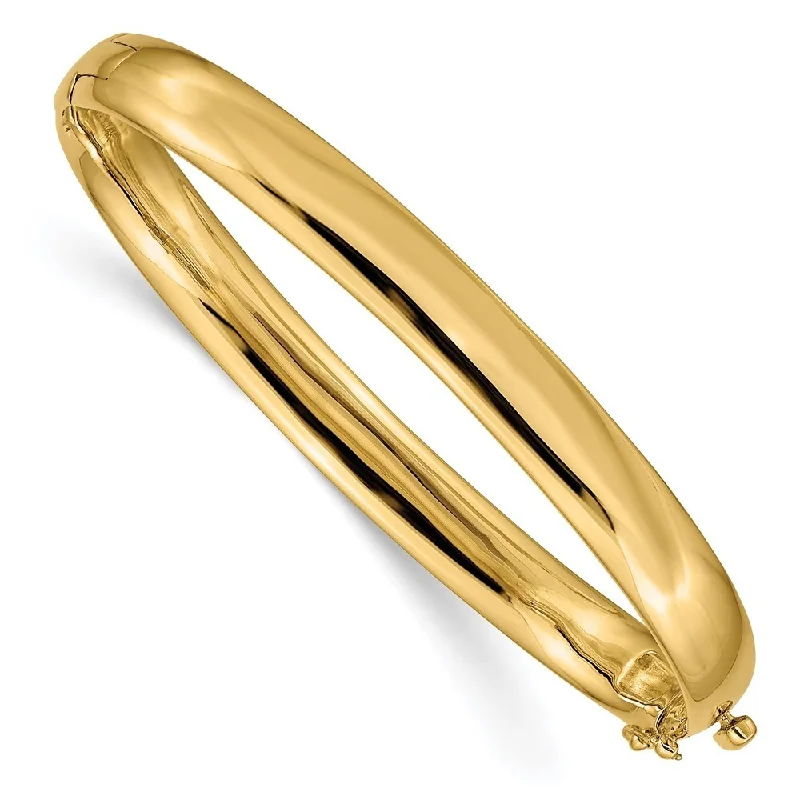 Women’s gemstone bangles-14k Yellow Gold 6.4mm Solid Hinged Bangle Bracelet, 6.5"