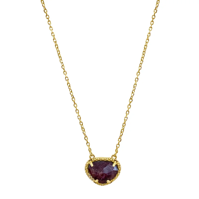 Women’s chunky statement necklaces-January Birthstone Necklace garnet silver gold