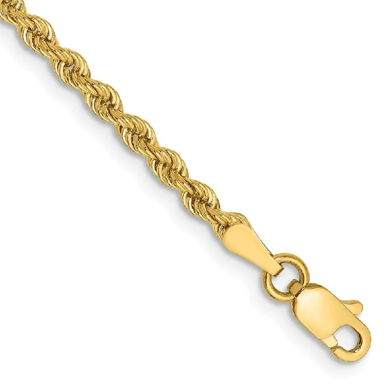 Women’s pearl bracelets with diamonds-14k Yellow Gold 2.5mm Regular Rope Chain Bracelet, 7"