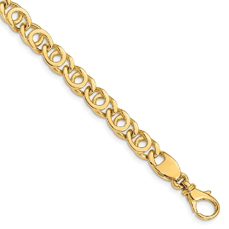 Women’s stackable bracelets-14k Yellow Gold 7mm Fancy Link Bracelet, 8"