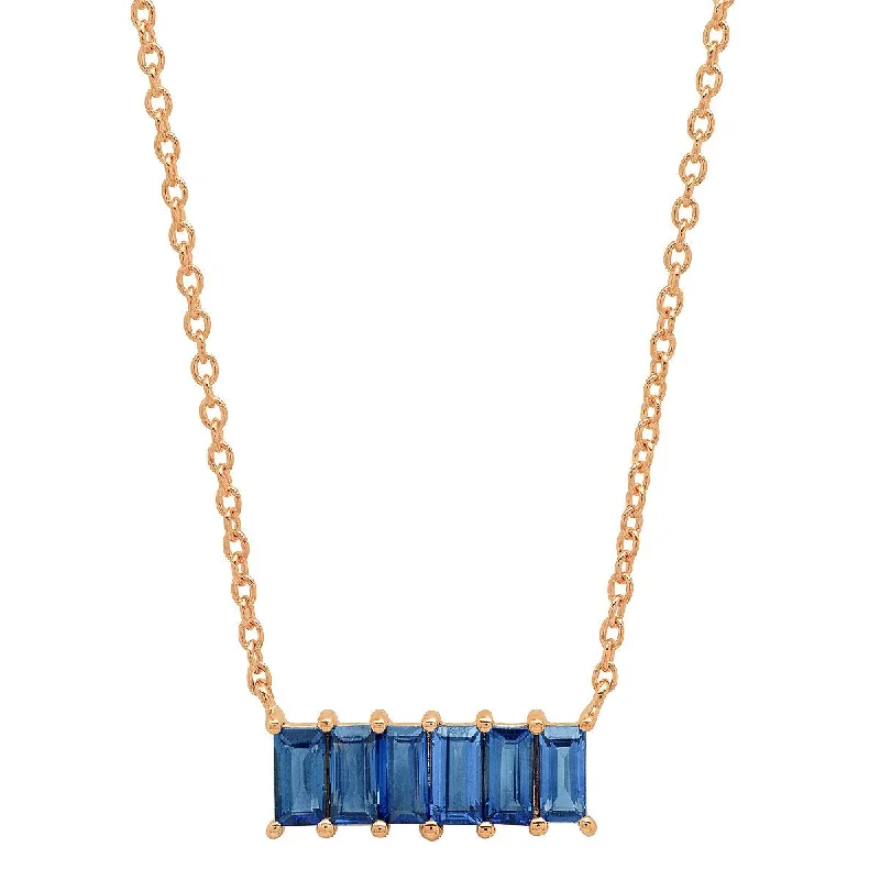 Women’s artistic necklaces-Semiprecious Gemstone Baguette Staple Necklace