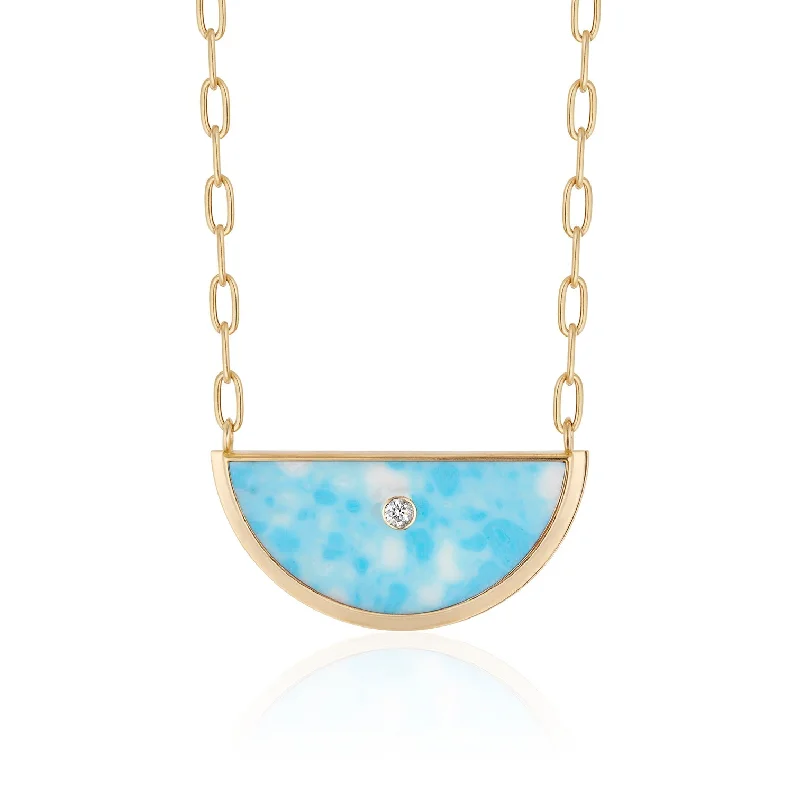 Women’s infinity necklaces-Luna Gemstone Pendant Necklace with Larimar and Diamond