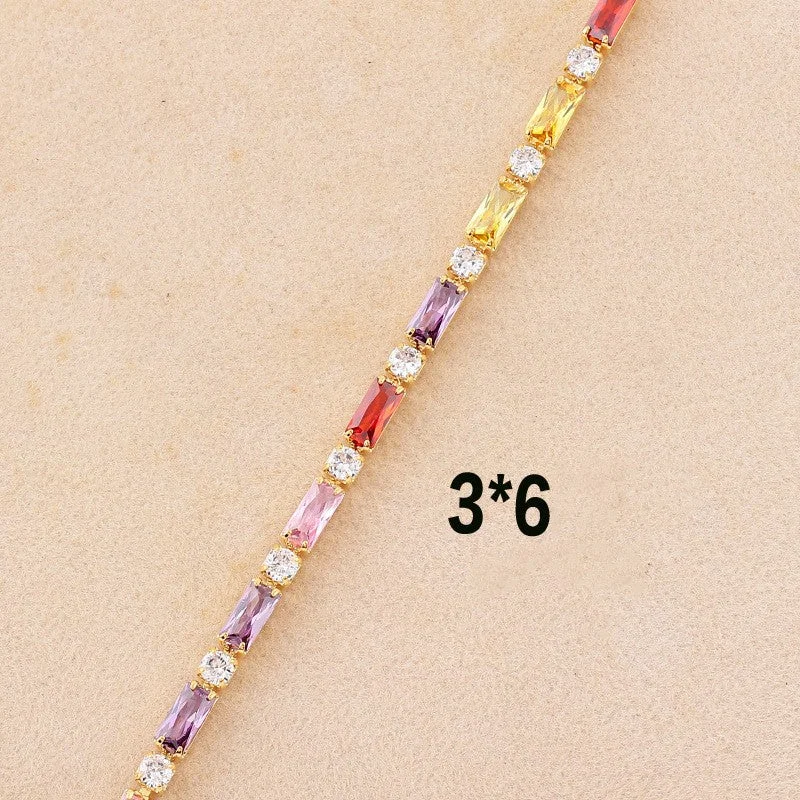 3*6 + 3mm Colorful Crystals-Gold