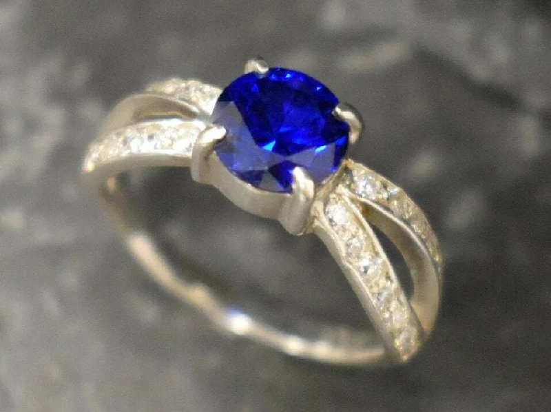 Women's engagement rings with pearls-Sapphire Promise Ring - Blue Vintage Ring - Unique Engagement Ring