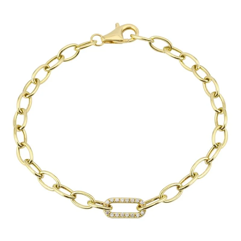 Women’s fine jewelry bracelets-Diamond Link Chain Bracelet