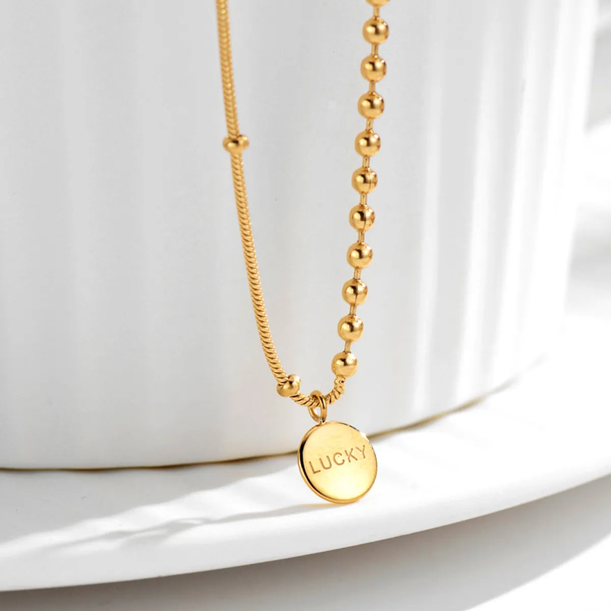 Women’s layered chain necklaces-Commute Round Titanium Steel Plating 18k Gold Plated Pendant Necklace