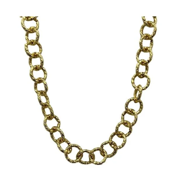 Women’s vintage pendant necklaces-Textured Round Link Necklace (NG4464)