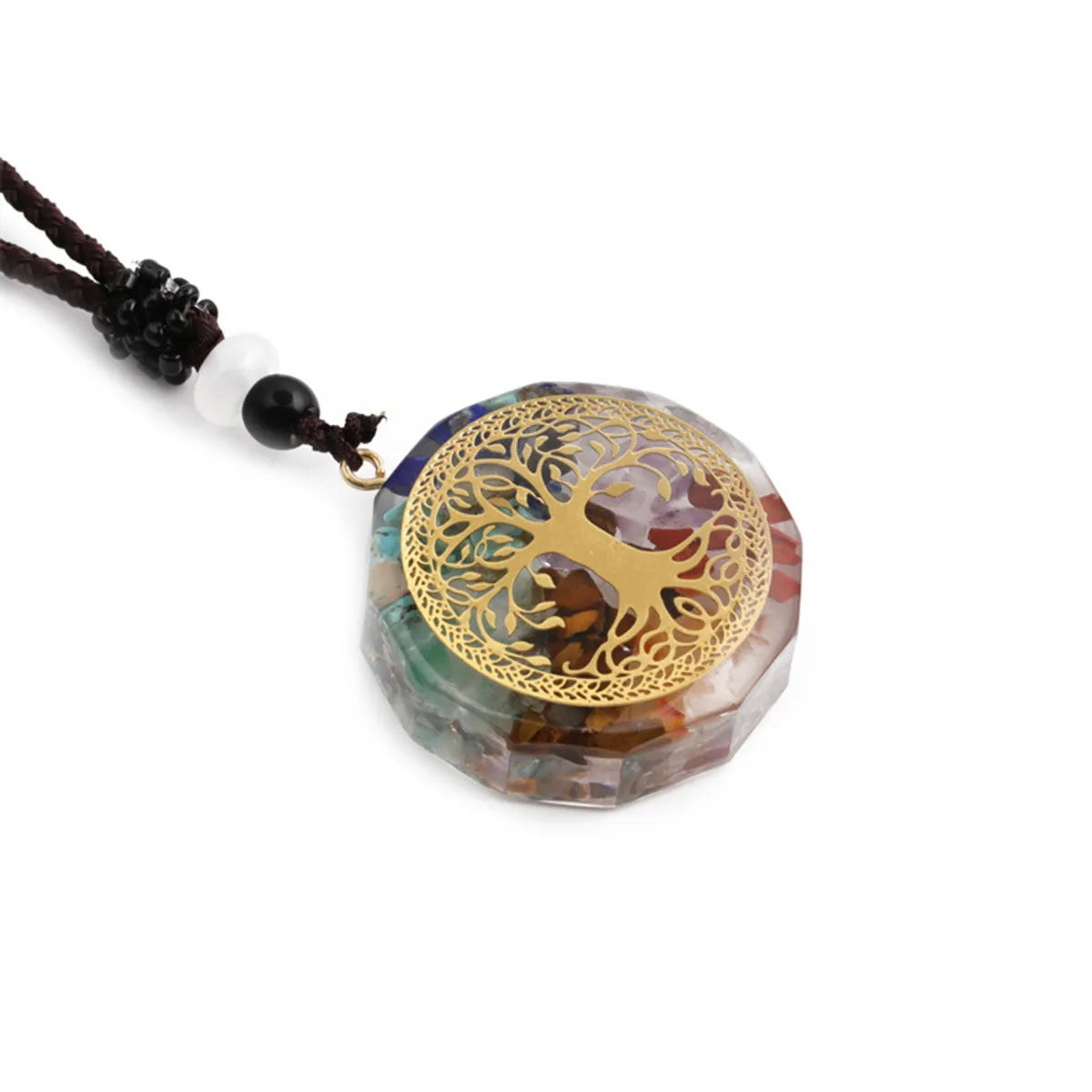 Women’s romantic necklaces-New Seven Chakra Crystal Tree Of Life Necklace Sweater Chain