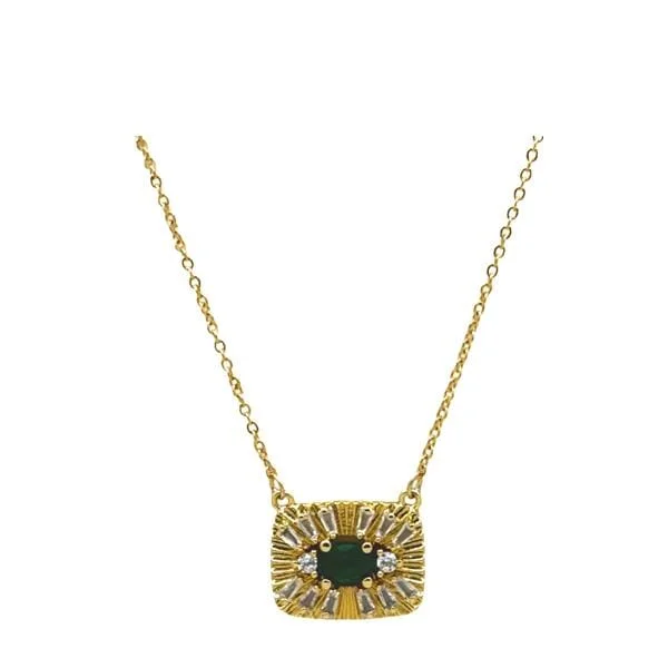 Women’s turquoise stone necklaces-Gold Plated and Cz Pendant: (NGCH454GR)