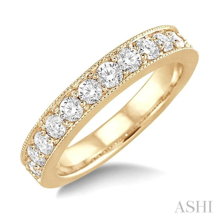 Women's round diamond engagement rings-3/4 ctw Round Cut Diamond Wedding Band in 14K Yellow Gold