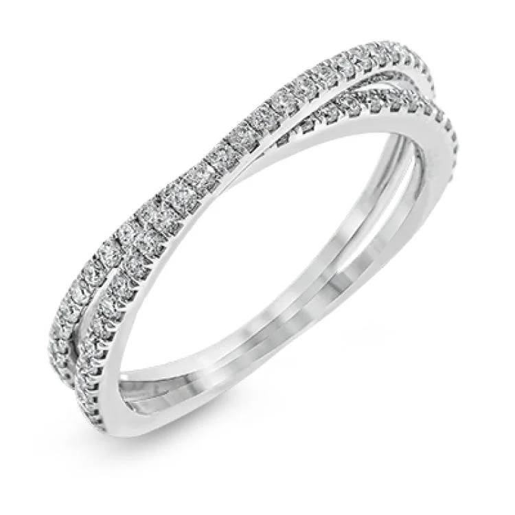 Women's eternity band engagement rings-Sophisticated and glamorous, this white gold engagement ring's halo and sides feature .65 ctw of round white diamonds as well as .42 ctw of white diamond side stones.