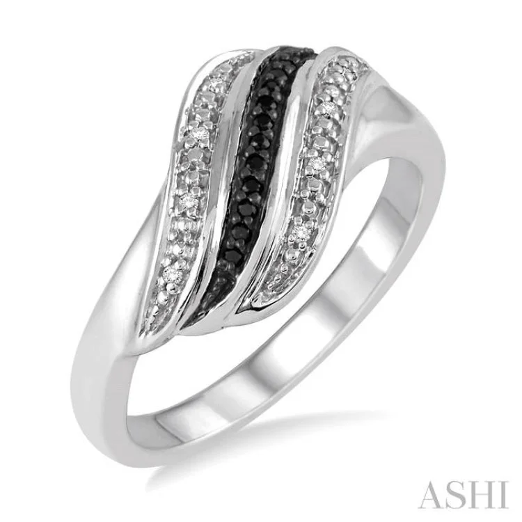 Women's sapphire engagement rings with diamonds-1/10 ctw White and Black Diamond Fashion Ring in Sterling Silver