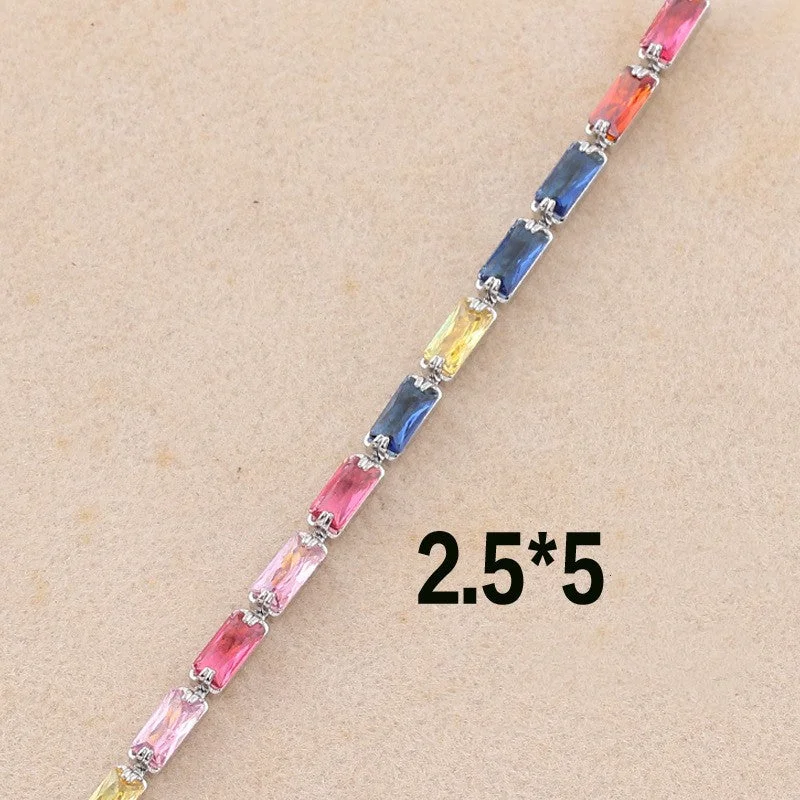 2.5 * 5mm Colorful Crystals-White gold color