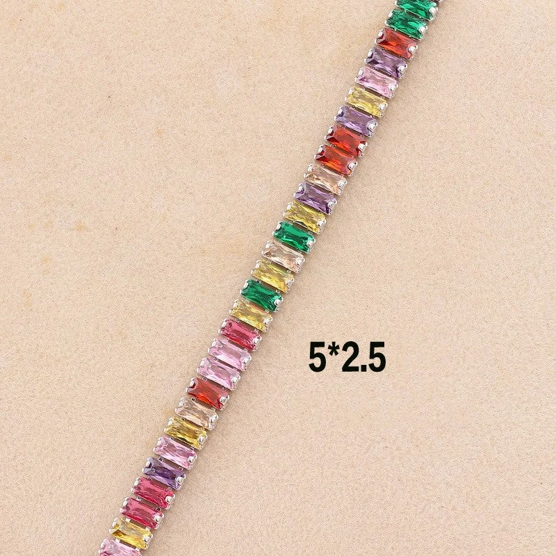 5*2.5mm Horizontal Row Colorful Crystals-White gold color