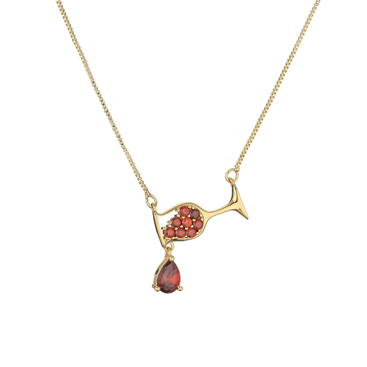 Women’s personalized necklaces-Fashion Heart Shape Wine Glass Copper Enamel Plating Inlay Zircon Pendant Necklace 1 Piece