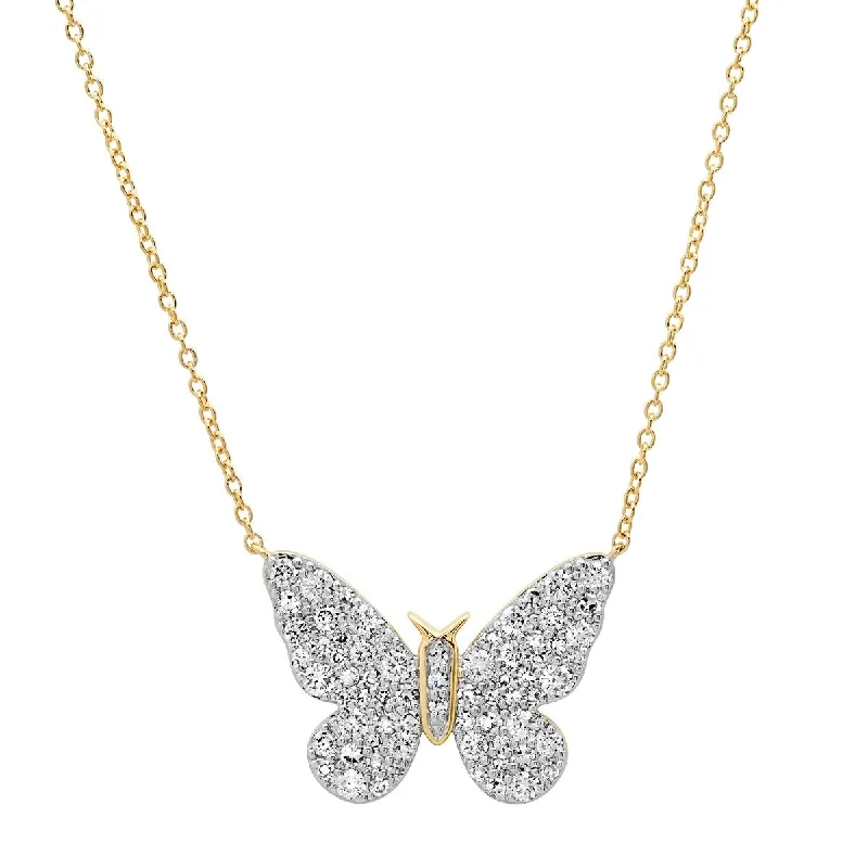 Women’s luxury necklaces-Cluster Diamond Butterfly Necklace