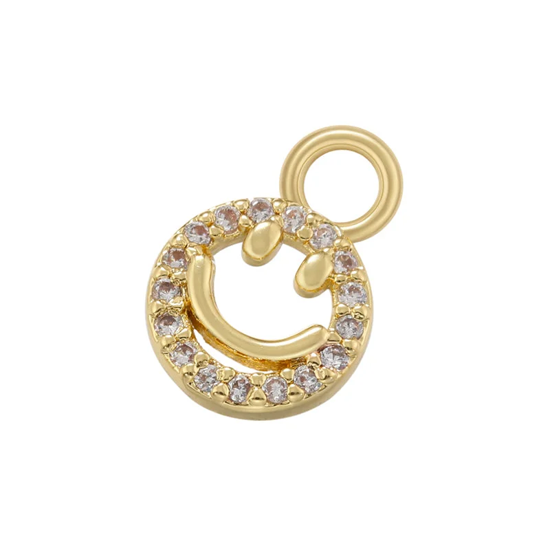 Vd1298 Golden White Diamond Smiley Face