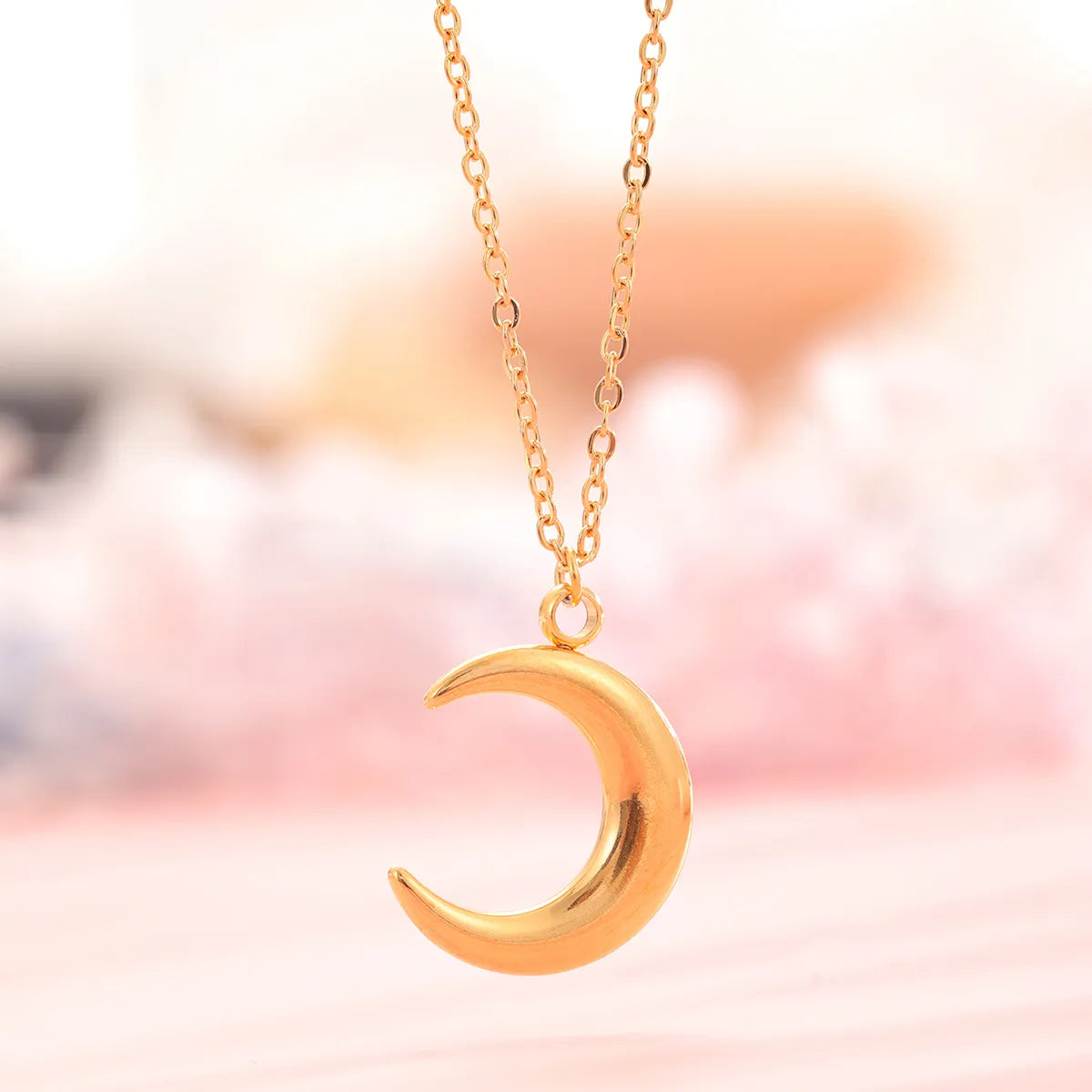 Women’s layered gold necklaces-Casual Simple Style Moon Stainless Steel Plating Silver Plated Pendant Necklace