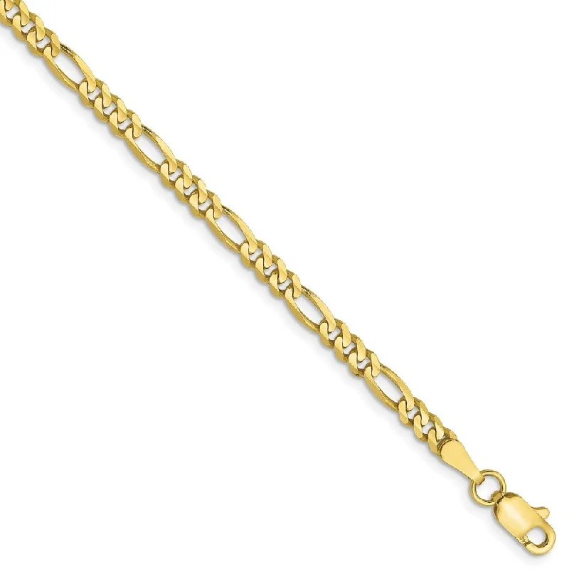 Women’s gold bracelets-Leslie's 10k Yellow Gold 3mm Concave Figaro Chain Bracelet, 7"