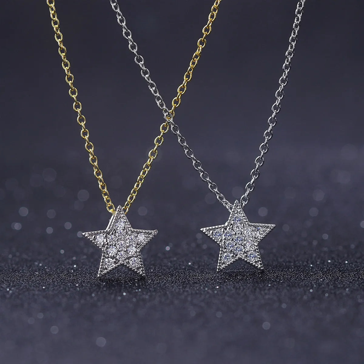 Women’s designer necklaces-Simple Style Star Copper Inlay Zircon Pendant Necklace