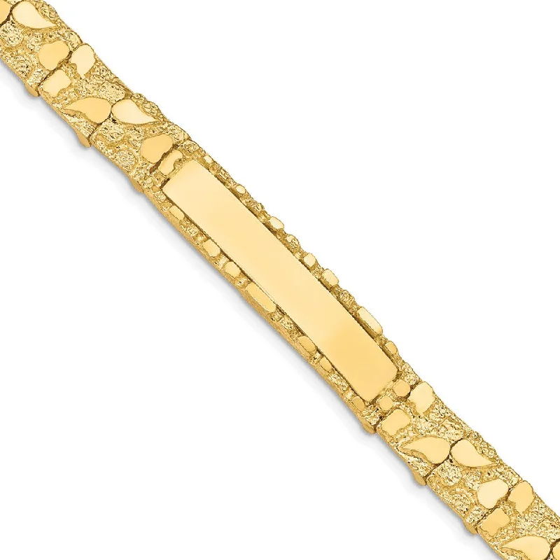 Women’s engraved bracelets-14k 10.0mm Nugget ID Bracelet-WBC-NUGID10-7