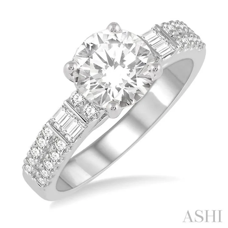 Women's antique style engagement rings-1/2 ctw Semi-Mount Diamond Engagement Ring in 14K White Gold