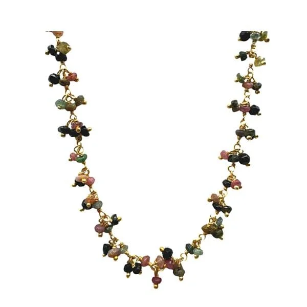 Women’s gold-plated necklaces-Cluster Vermeil Necklace: Tourmaline (NGCL77TM)