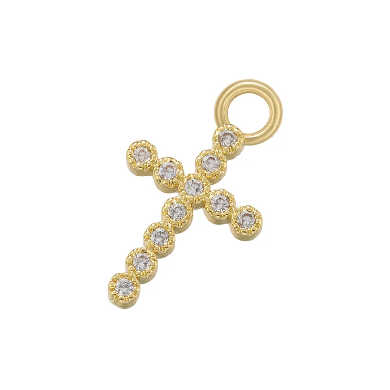 Vd1304 Gold White Diamond Cross