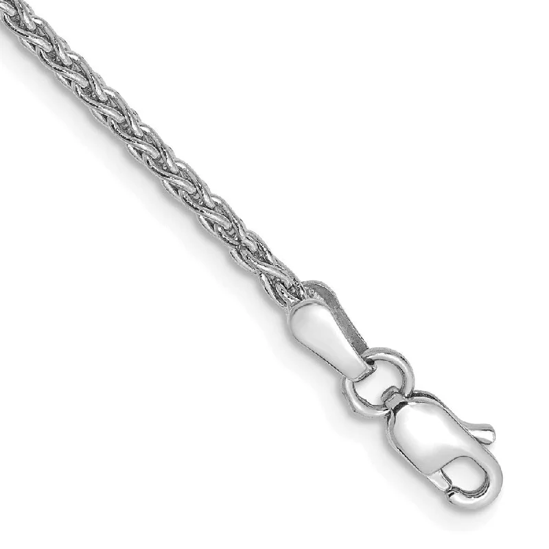 Women’s stackable bracelets-14k White Gold 1.75mm Parisian Wheat Chain Bracelet, 7"