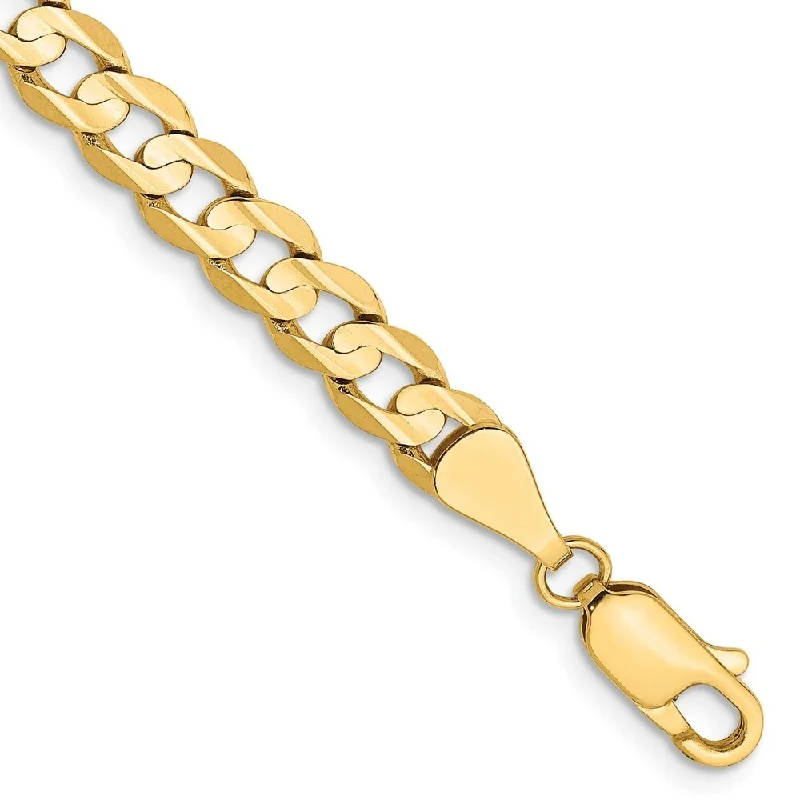 Women’s rose gold bangles-14k Yellow Gold 5.25mm Open Concave Curb Chain Bracelet, 7"